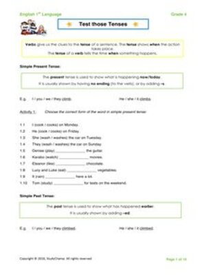 cover image of Grade 4 English: Tenses of the Verb